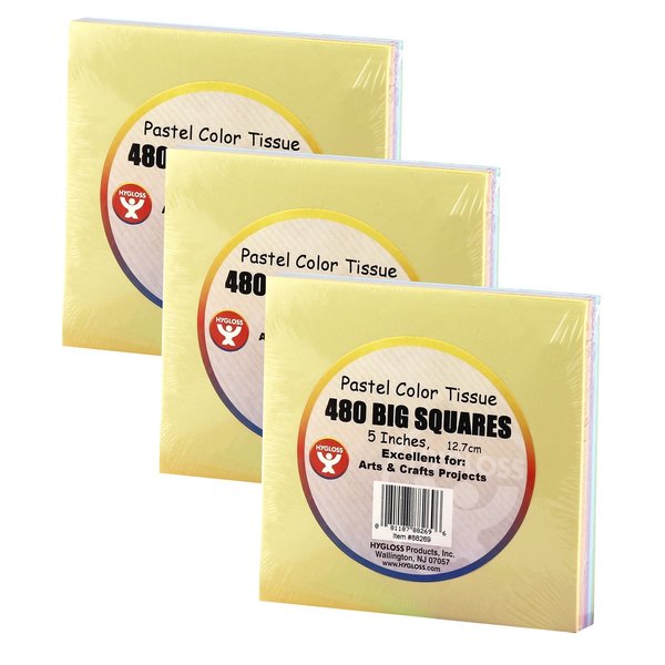 Hygloss Products 5in. Tissue Squares, Assorted Pastel Colors, 1440PK 88269